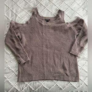 Charlotte Russe Tan Knit Cold-Shoulder Sweater